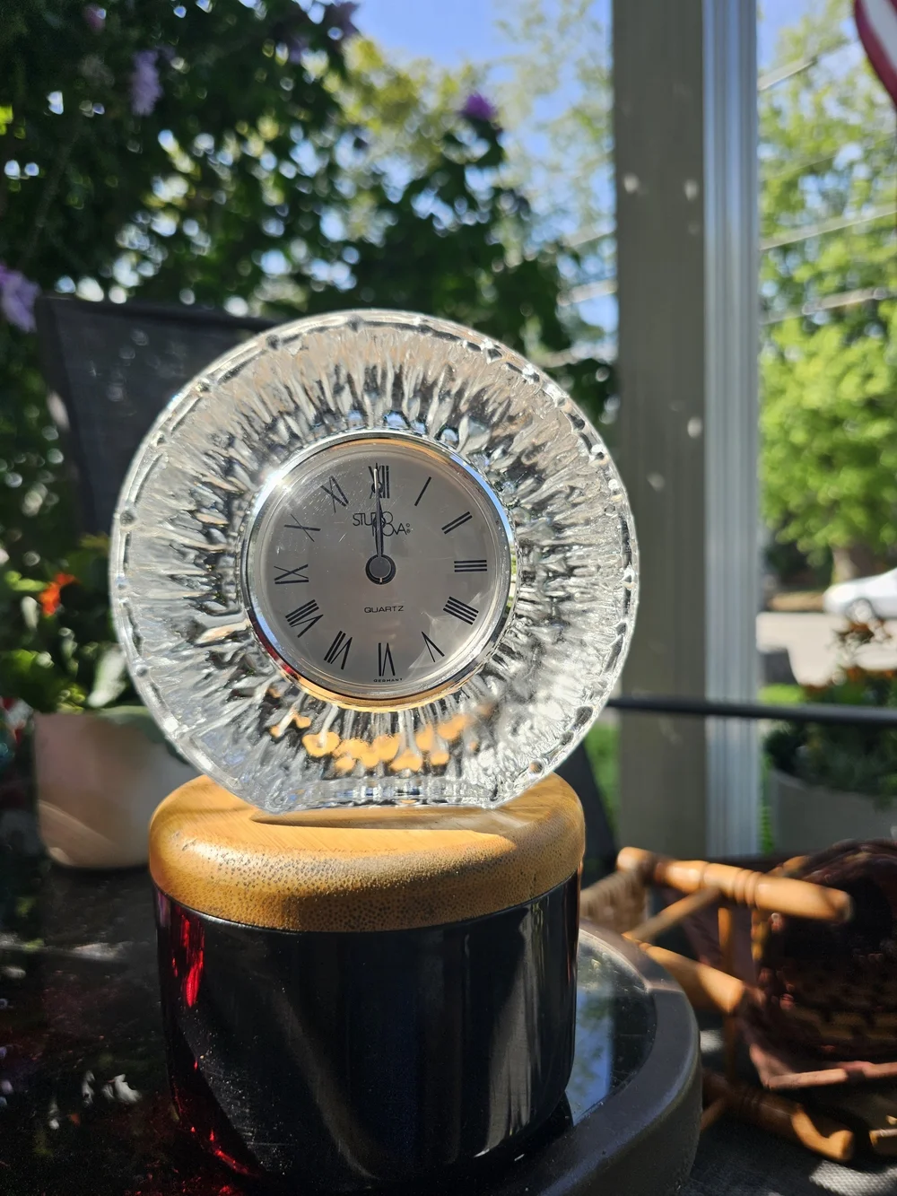 Vintage Studio Nova Clear Crystal Quartz Desk Table Clock Made in Germany